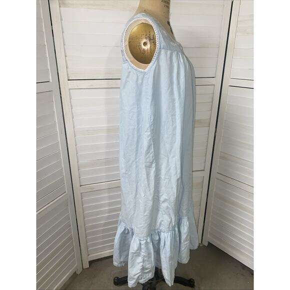Vintage 80s 90s Chance Encounters Cotton Blue Tank Dress Prairie Cottagecore Med - Picture 4 of 11
